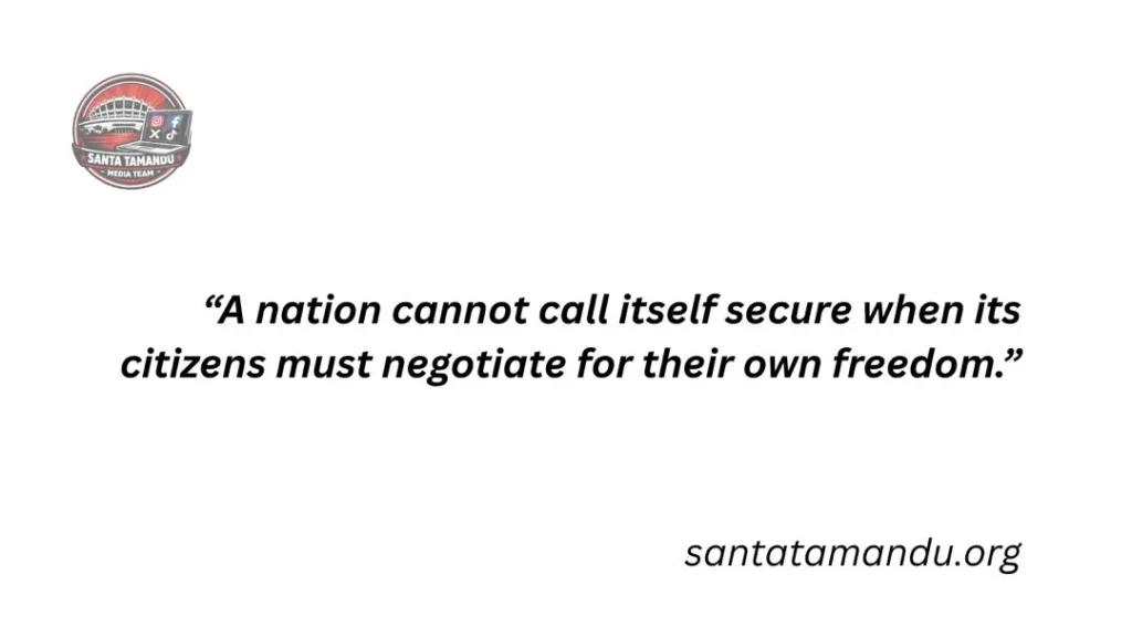 Quote highlighting the reality of kidnap-for-ransom in Nigeria: “A nation cannot call itself secure when its citizens must negotiate for their own freedom.”