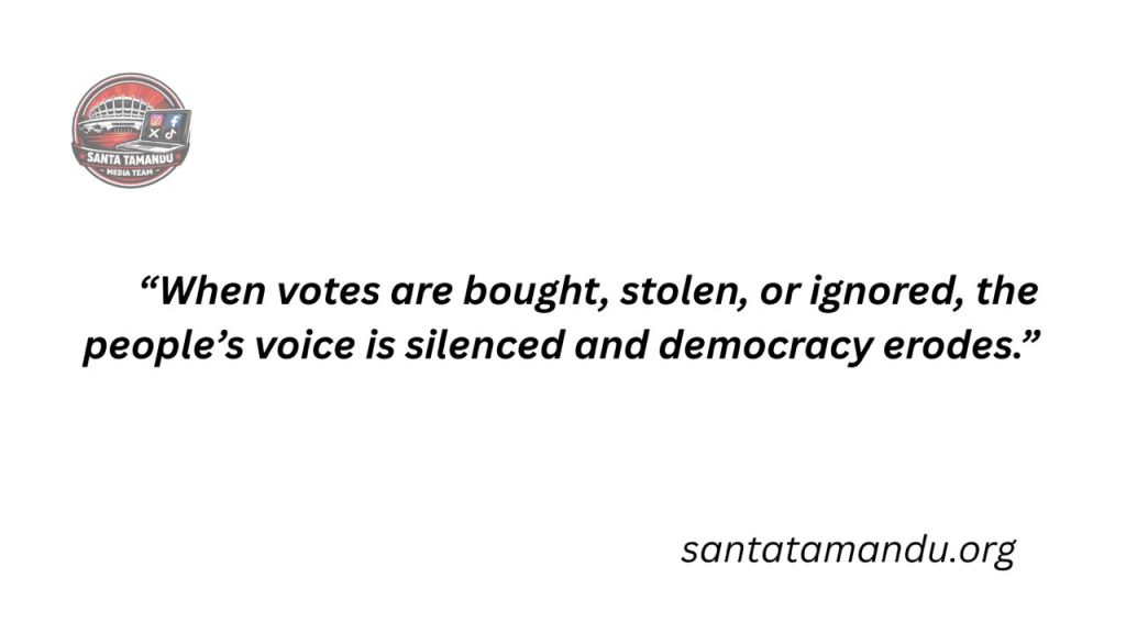 Quote on Nigerian elections: “When votes are bought, stolen, or ignored, the people’s voice is silenced and democracy erodes.”