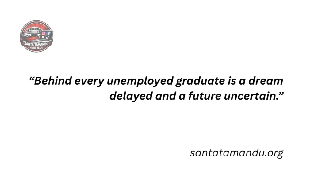 Quote on Nigeria’s graduate unemployment crisis highlighting that behind every unemployed graduate is a delayed dream and uncertain future.
